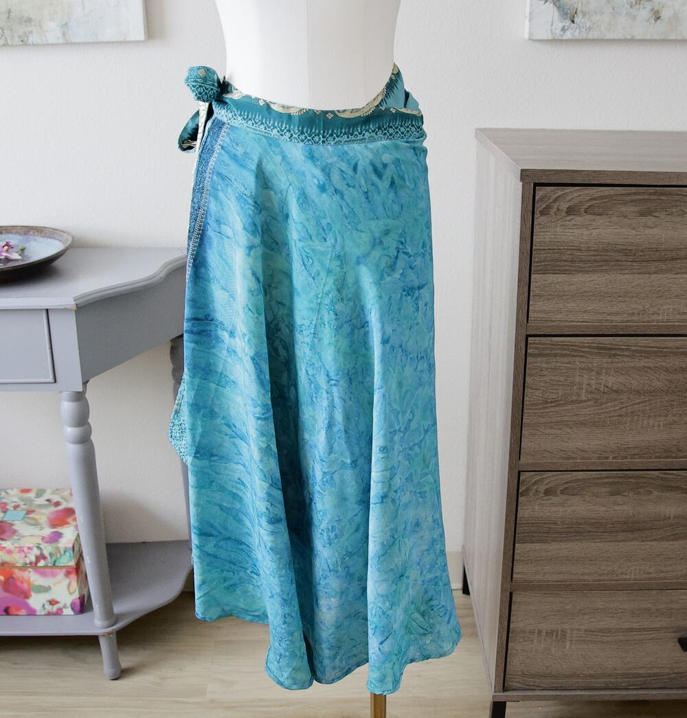 SILK Boho Peasant double-sided wrap skirt - One size